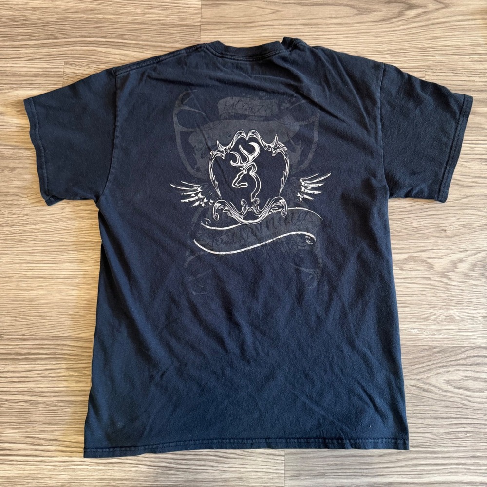 Vintage Y2K Browning Buckmark Graphic T-Shirt Mens Medium Black Hunting Logo Tee